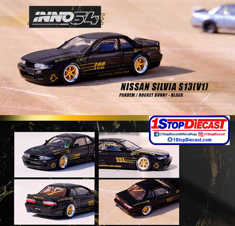 INNO64 1/64 NISSAN SILVIA S13 PANDEM ROCKET BUNNY BLACK / *FREE USA SHIPPING